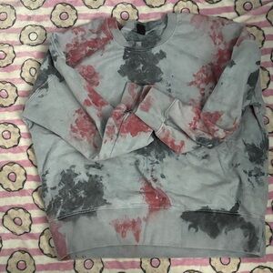 Women's Tie-Dye Sweater - Red and Gray